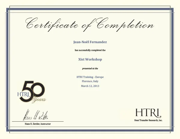 Jean-Noël Fernandez - XIST Workshop - HTRI Training Europe - Florence, Italy - March 12, 2013